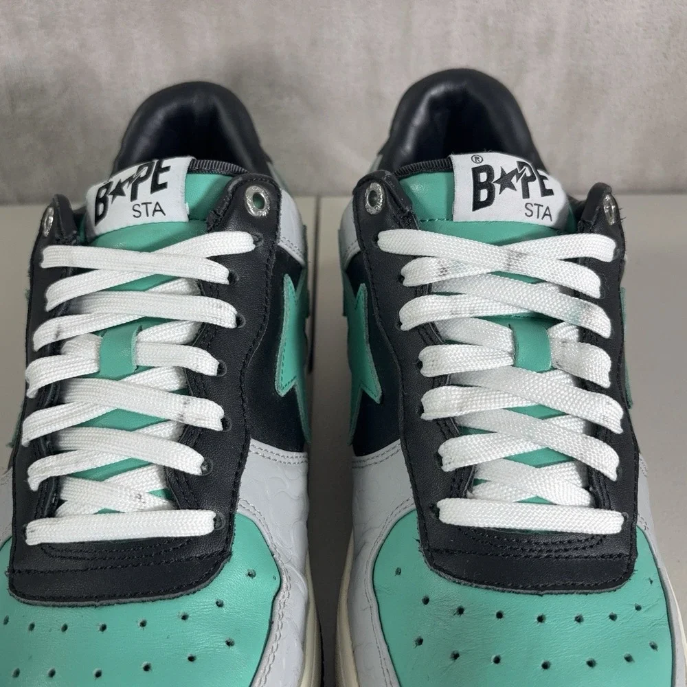 A Bathing Ape BAPE Bapesta M2 Low Mens 9 Green Black Shark Face Sneakers